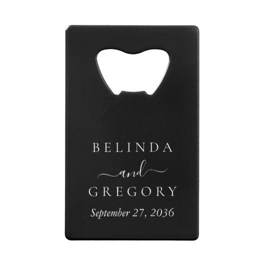 Personalized Wedding Gifts Black White  クレジットカード栓抜き (正面)