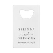 Personalized Wedding Gifts Black White  クレジットカード栓抜き (裏面)
