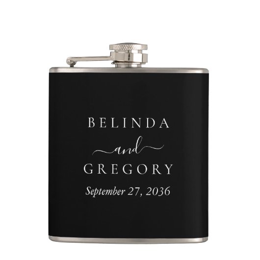 Personalized Wedding Gifts Black White  フラスク (正面)