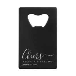 Personalized Wedding Gifts Black White Cheers クレジットカード栓抜き