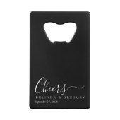 Personalized Wedding Gifts Black White Cheers クレジットカード栓抜き (裏面)