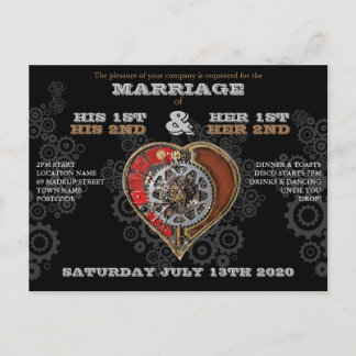 Personalized Wedding Invitation Steampunk Style ポストカード