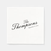 Personalized Wedding Last Name Black White スタンダードカクテルナプキン (正面)