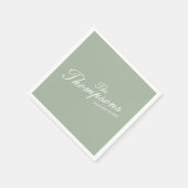 Personalized Wedding Last Name Sage Green Cocktail スタンダードカクテルナプキン (角)