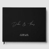 Personalized Wedding Modern Minimalist Black White ゲストブック (正面)