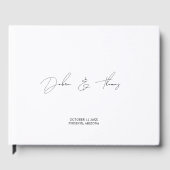 Personalized Wedding Modern Minimalist Black White ゲストブック (正面)