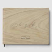 Personalized Wedding Modern Minimalist Faux Wood ゲストブック (正面)