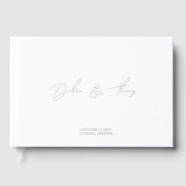 Personalized Wedding Modern Minimalist White ゲストブック