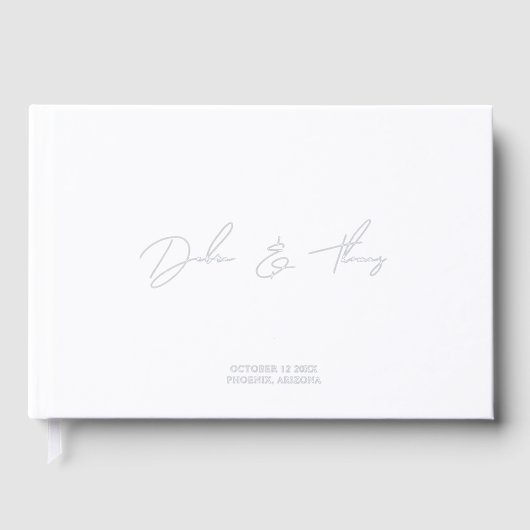 Personalized Wedding Modern Minimalist White ゲストブック (正面)