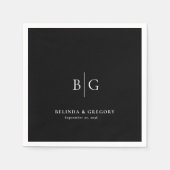 Personalized Wedding Monogrammed Black White スタンダードカクテルナプキン (正面)