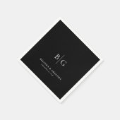 Personalized Wedding Monogrammed Black White スタンダードカクテルナプキン (角)