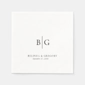 Personalized Wedding Monogrammed Black White スタンダードカクテルナプキン (正面)