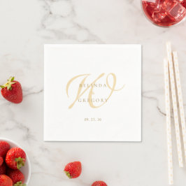 Personalized Wedding Monogrammed Cocktail Gold スタンダードカクテルナプキン