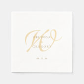 Personalized Wedding Monogrammed Cocktail Gold スタンダードカクテルナプキン (正面)
