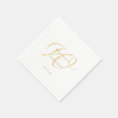 Personalized Wedding Monogrammed Cocktail Gold スタンダードカクテルナプキン (角)
