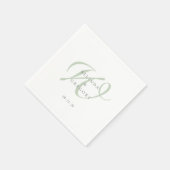 Personalized Wedding Monogrammed Cocktail Green スタンダードカクテルナプキン (角)