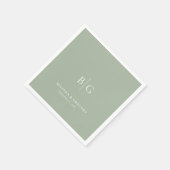 Personalized Wedding Monogrammed Sage Green スタンダードカクテルナプキン (角)