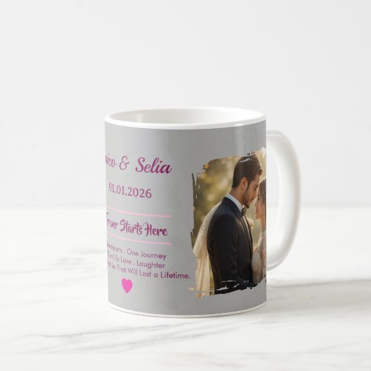Personalized Wedding Mug | Custom Couple コーヒーマグカップ (正面右)