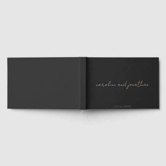 Personalized Wedding Name Elegant Black Script ゲストブック (全面)
