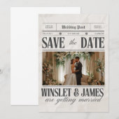 Personalized Wedding Newspaper Poster | Newlywed  招待状 (正面/裏面)