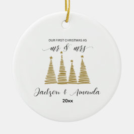Personalized Wedding Ornament with Names & Year セラミックオーナメント