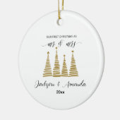 Personalized Wedding Ornament with Names & Year セラミックオーナメント (左)