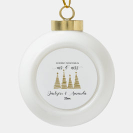 Personalized Wedding Ornament with Names & Year セラミックボールオーナメント