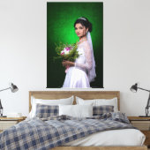 Personalized Wedding Photo Collage Elegant Framed  キャンバスプリント (インサイチュ (寝室))