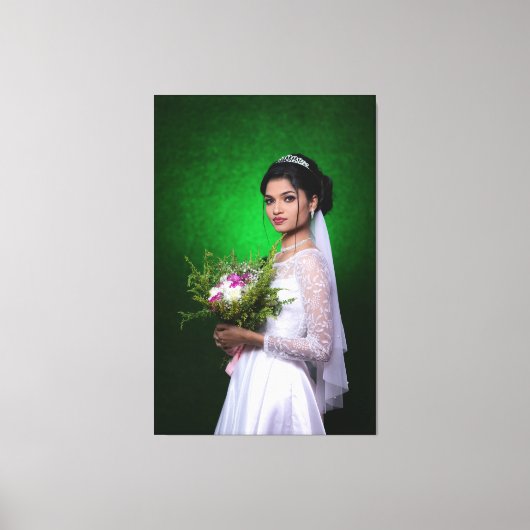 Personalized Wedding Photo Collage Elegant Framed  キャンバスプリント (正面)