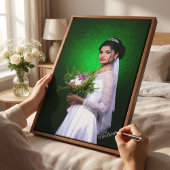 Personalized Wedding Photo Collage Elegant Framed  キャンバスプリント