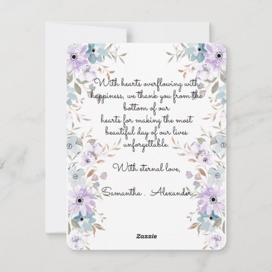 Personalized Wedding Photo Thank You Card シーズンカード (裏面)