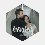 Personalized Wedding Photo Valentine’s ガラスオーナメント (裏面)