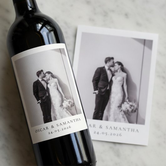 Personalized Wedding Photo Wine Label Minimalist  ワインラベル