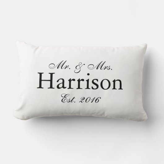 personalized Wedding Pillow氏および夫人 ランバークッション (正面)