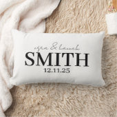 Personalized Wedding Pillow, Last Name & Date ランバークッション (ブランケット)