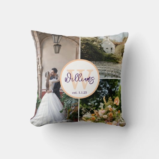 Personalized Wedding Pillow with Initial & Date クッション (正面)