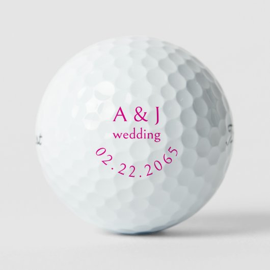 Personalized Wedding Pink Favor Titleist Pro V1 II ゴルフボール (正面)