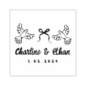 Personalized Wedding Rubber Stamp with Doves  ラバースタンプ (インプリント)