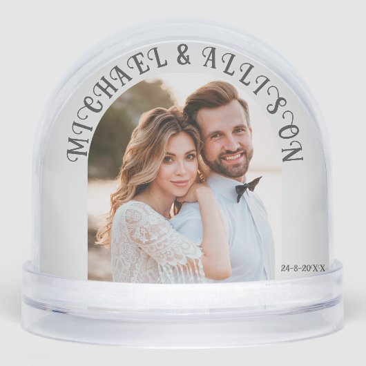 Personalized Wedding Snow Globe – 2 Photo Keepsake (正面)