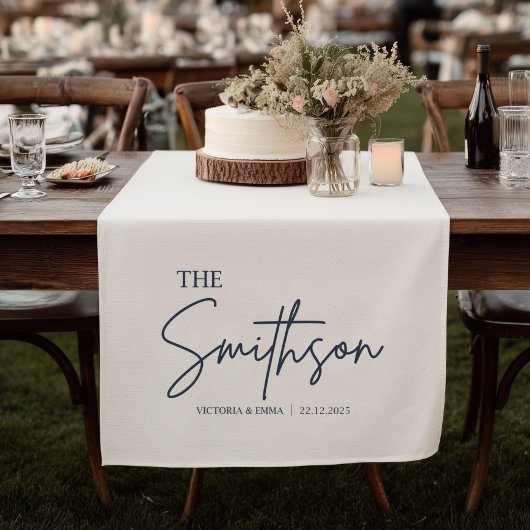 Personalized Wedding Table Runner, Custom Linen We ショートテーブルランナー