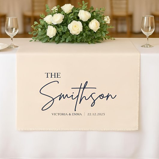 Personalized Wedding Table Runner, Custom Linen We ショートテーブルランナー