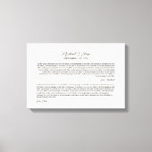 Personalized Wedding Vows Keepsake キャンバスプリント (正面)
