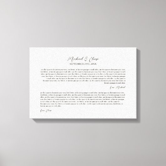 Personalized Wedding Vows Keepsake キャンバスプリント (正面)