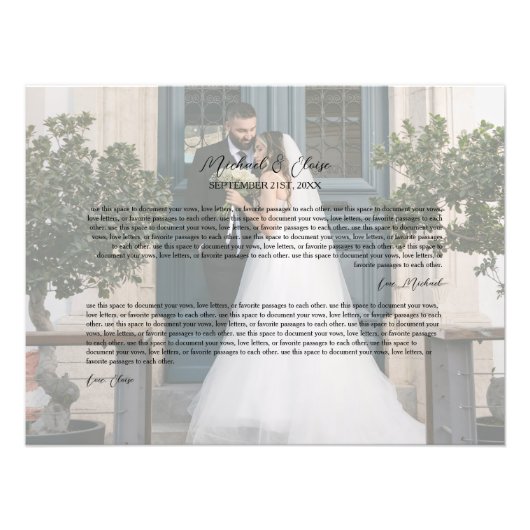 Personalized Wedding Vows Photo Keepsake フォトプリント (正面)