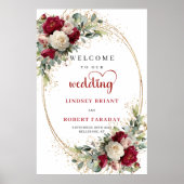 Personalized Wedding Welcome Sign Floral Poster ポスター (正面)