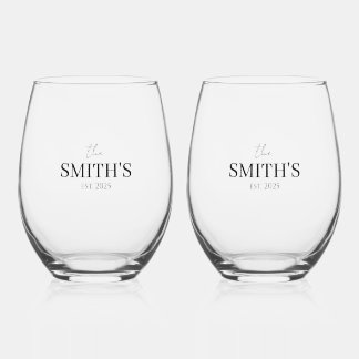 Personalized Wedding Wine Glass ステムなしワイングラス
