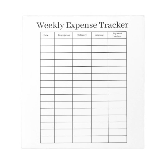 Personalized Weekly Expense Tracker Notepad ノートパッド (正面)