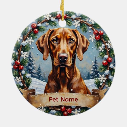 Personalized Weimaraner Christmas セラミックオーナメント (裏面)