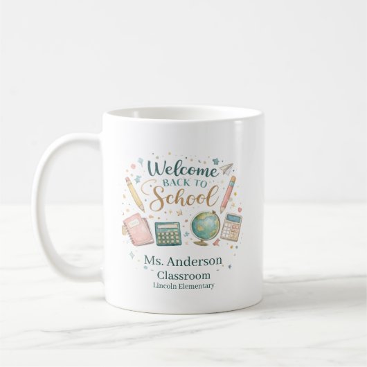 Personalized Welcome Back to School Teacher コーヒーマグカップ (左)