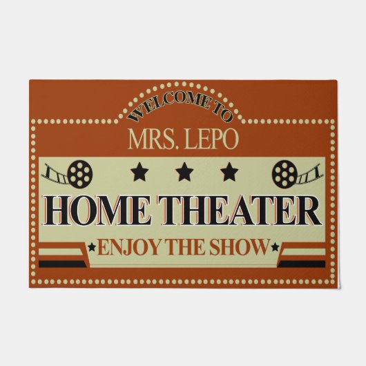 Personalized Welcome To Home Theater Doormat ドアマット (正面)